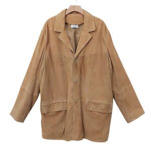 Vintage Conbipel Womens 58 US 3XL Brown Suede Long Jacket Button Front Italy